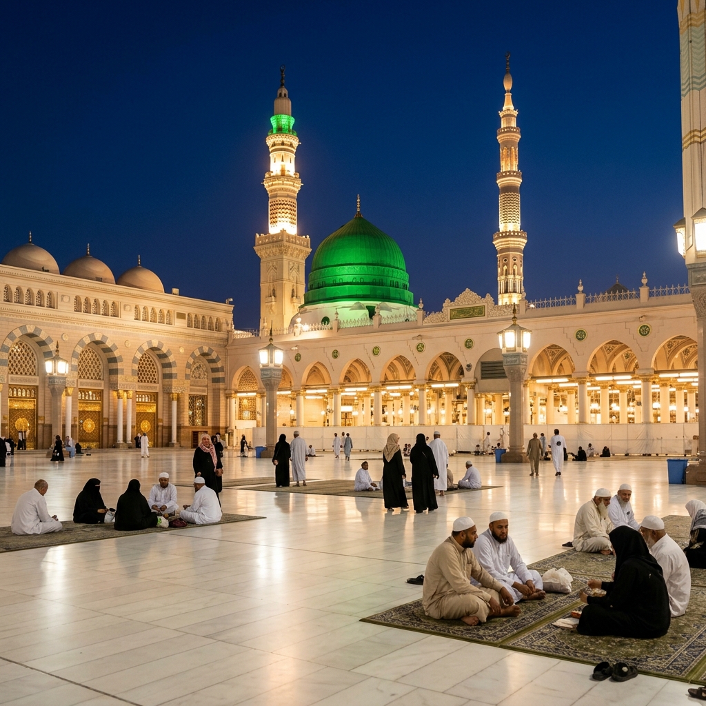 Pagar Masjid Nabawi malam
